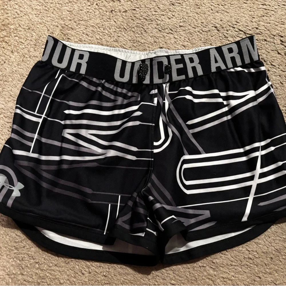 Under Armour White Mesh Athletic Shorts with Black Trim - Picture 1 of 2